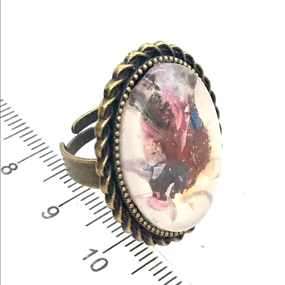 Handmade oval dome ring adjustable bronze color NSR